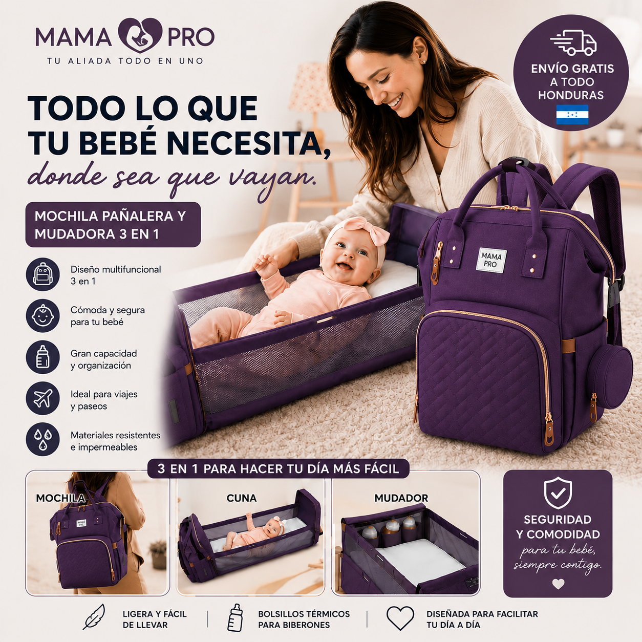 MamáPro™- La Pañalera Todo en Uno para Mamás Modernas.💼👶